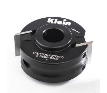 Klein universal profilhoved alu, Ø100x30 mm, til profil 40/50x4 mm, mekanisk fremføring, Z2 (uden afviser)